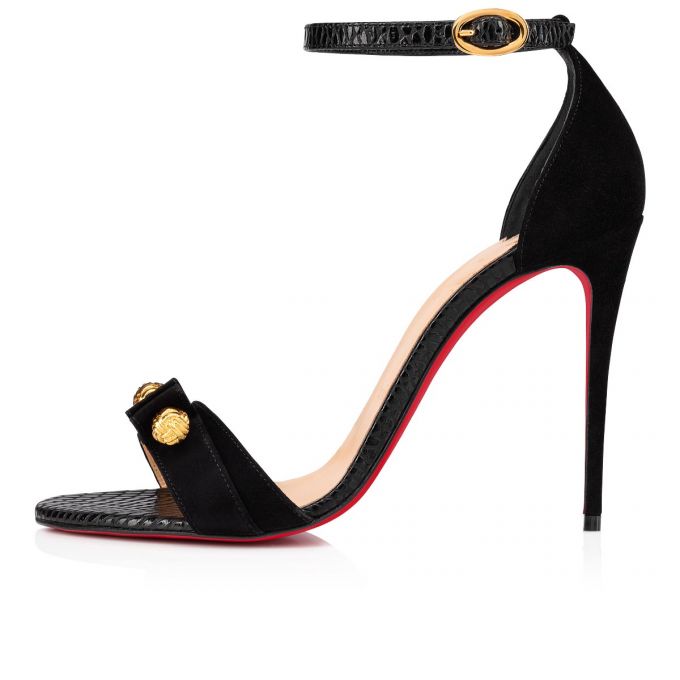 Christian Louboutin Stanisandal 100 Veau Velours Sandals Sandalen Damen Schwarz | AT-33852