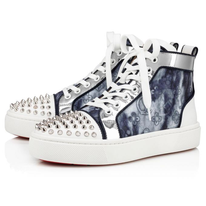 Christian Louboutin Super Lou Spikes Orlato Baumwoll Sneakers Sneakers Damen Weiß Mehrfarbig | AT-45313