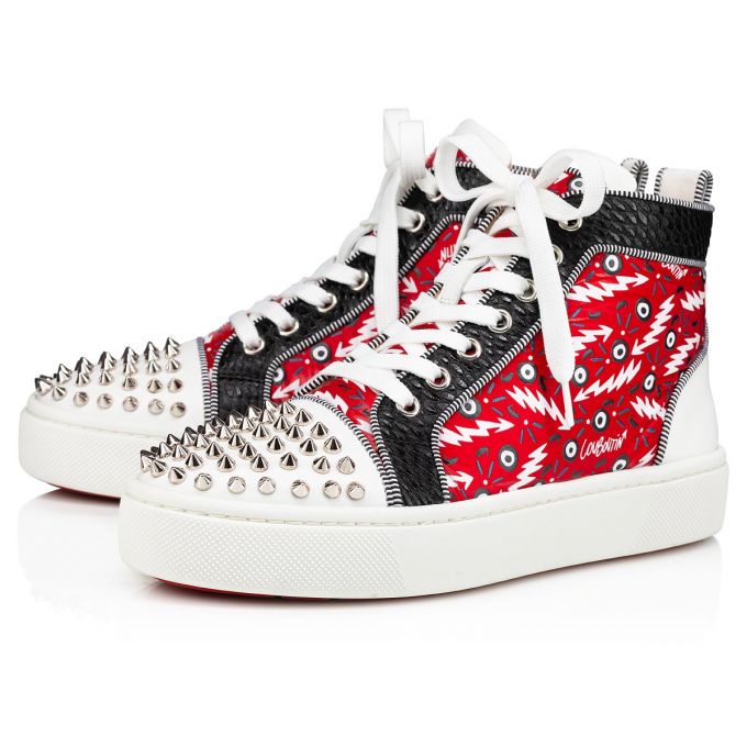 Christian Louboutin Super Lou Spikes Orlato Version Creative Fabric Sneakers Sneakers Damen Rot | AT-55861