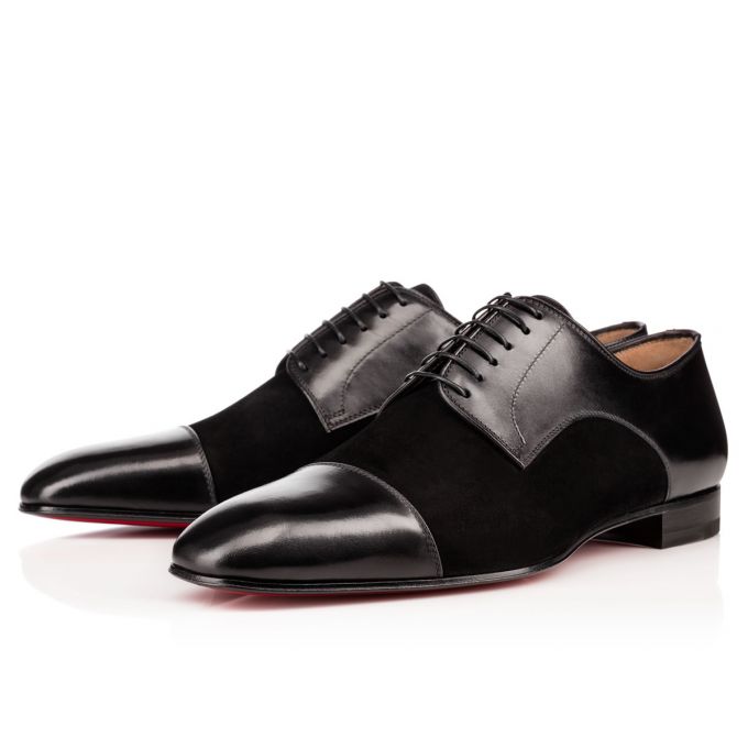 Christian Louboutin Top Daviol 000 Veau Velours Derby Derby Herren Schwarz | AT-02902