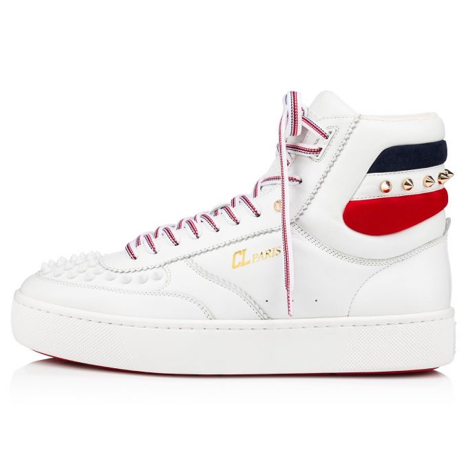 Christian Louboutin Top Rui Spikes Calf Sneakers Sneakers Herren Weiß | AT-88639