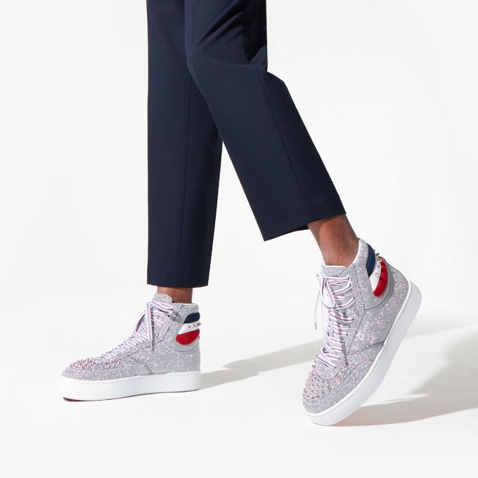 Christian Louboutin Top Rui Spikes Creative Leder Sneakers Sneakers Herren Silber | AT-97584