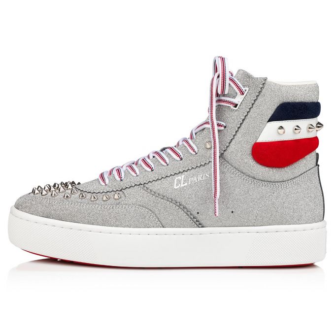 Christian Louboutin Top Rui Spikes Creative Leder Sneakers Sneakers Herren Silber | AT-97584