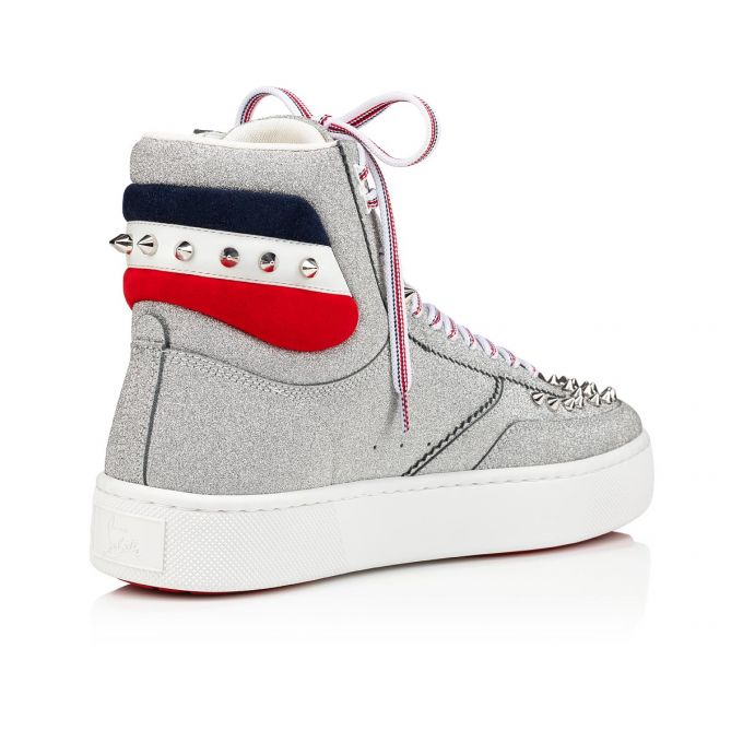 Christian Louboutin Top Rui Spikes Creative Leder Sneakers Sneakers Herren Silber | AT-97584