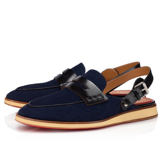 Christian Louboutin Tricoto Calf Espadrilles Espadrilles & Sandals Herren Blau Schwarz | AT-44782