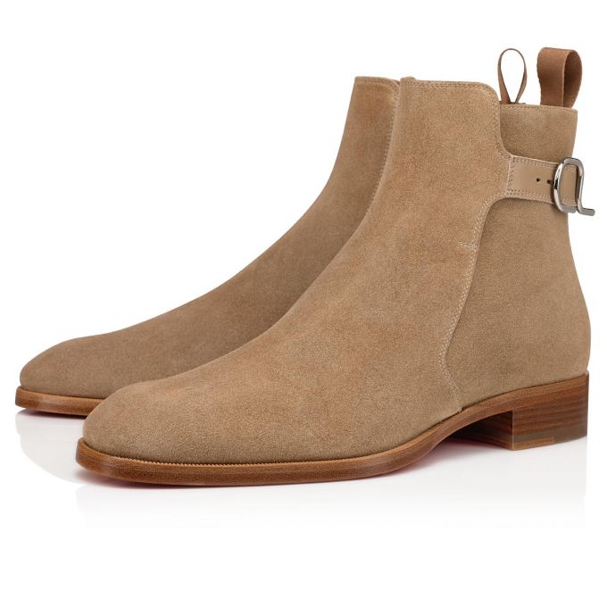 Christian Louboutin Valido Wildleder Booty Stiefel Herren Beige | AT-79785