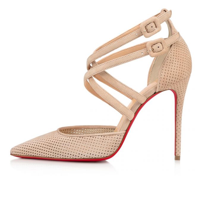 Christian Louboutin Victorilla 100 Veau Velours T Riemen T Strap Damen Beige | AT-23920