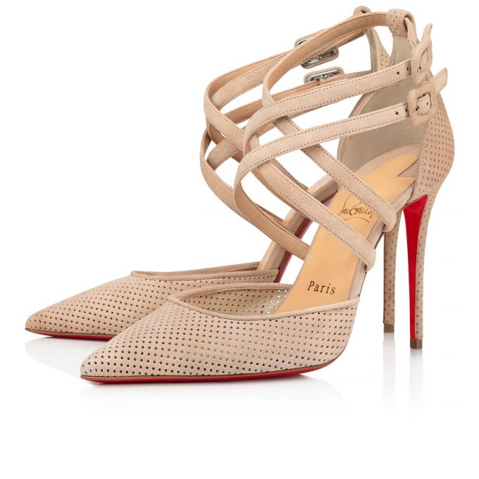 Christian Louboutin Victorilla 100 Veau Velours T Riemen T Strap Damen Beige | AT-23920