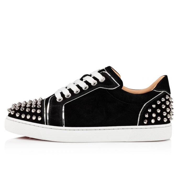 Christian Louboutin Vieira 2 Veau Velours Sneakers Sneakers Damen Schwarz Silber | AT-02392