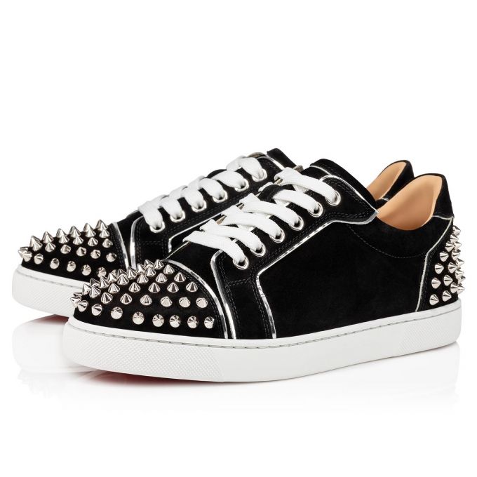 Christian Louboutin Vieira 2 Veau Velours Sneakers Sneakers Damen Schwarz Silber | AT-02392