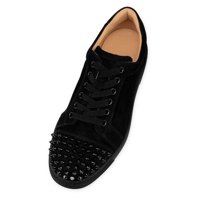 Christian Louboutin Vieira Spikes 000 Veau Velours Sneakers Sneakers Damen Schwarz | AT-74280