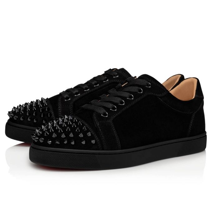 Christian Louboutin Vieira Spikes 000 Veau Velours Sneakers Sneakers Damen Schwarz | AT-74280