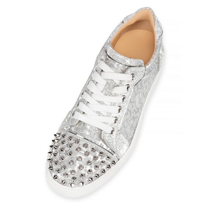 Christian Louboutin Vieira Spikes Specchio/Laminato Sneakers Sneakers Damen Silber | AT-83918