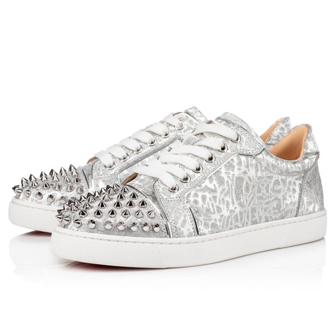 Christian Louboutin Vieira Spikes Specchio/Laminato Sneakers Sneakers Damen Silber | AT-83918