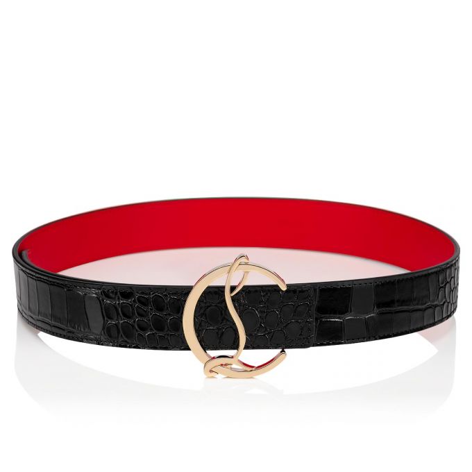 Christian Louboutin W Cl Logo Belt Creative Leder Belts Gürtel Damen Schwarz Gold | AT-78612