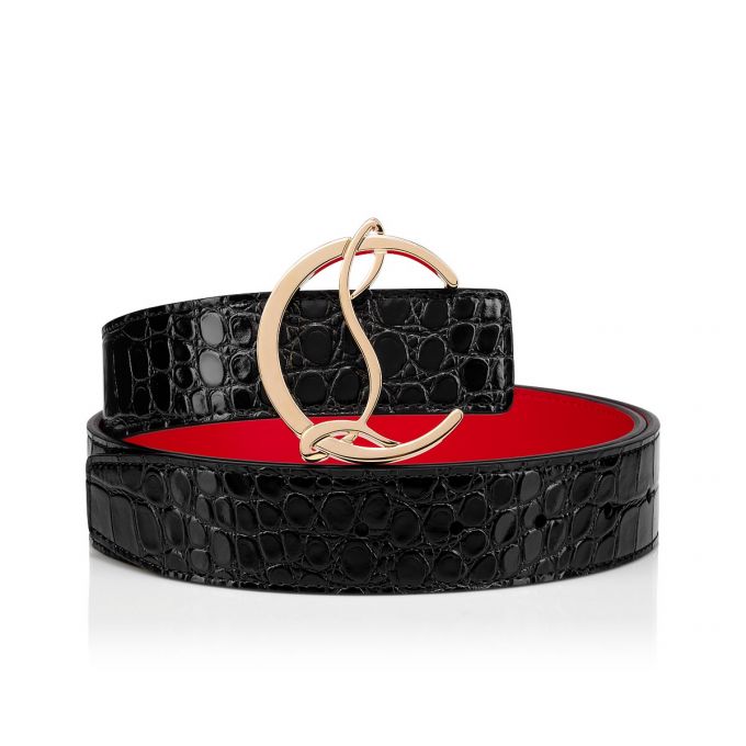 Christian Louboutin W Cl Logo Belt Creative Leder Belts Gürtel Damen Schwarz Gold | AT-78612