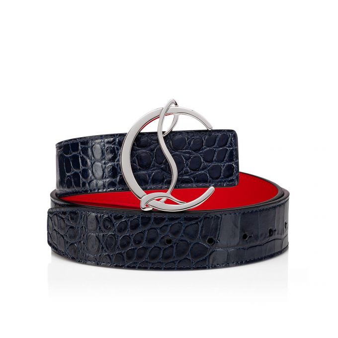 Christian Louboutin W Cl Logo Belt Creative Leder Belts Gürtel Damen Blau Silber | AT-94986