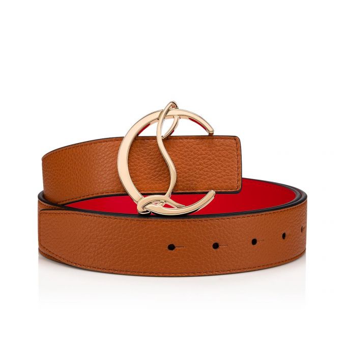 Christian Louboutin W Cl Logo Belt Klassische Leder Belts Gürtel Damen Braun Gold | AT-14718