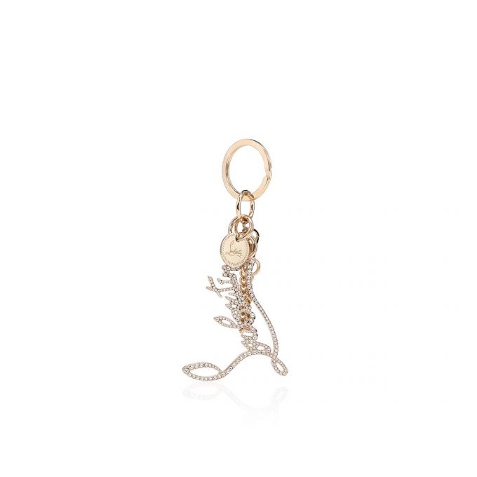 Christian Louboutin W Louboutin Logo Keyring Strass Keyrings Schlüsselring Damen Gold | AT-84950