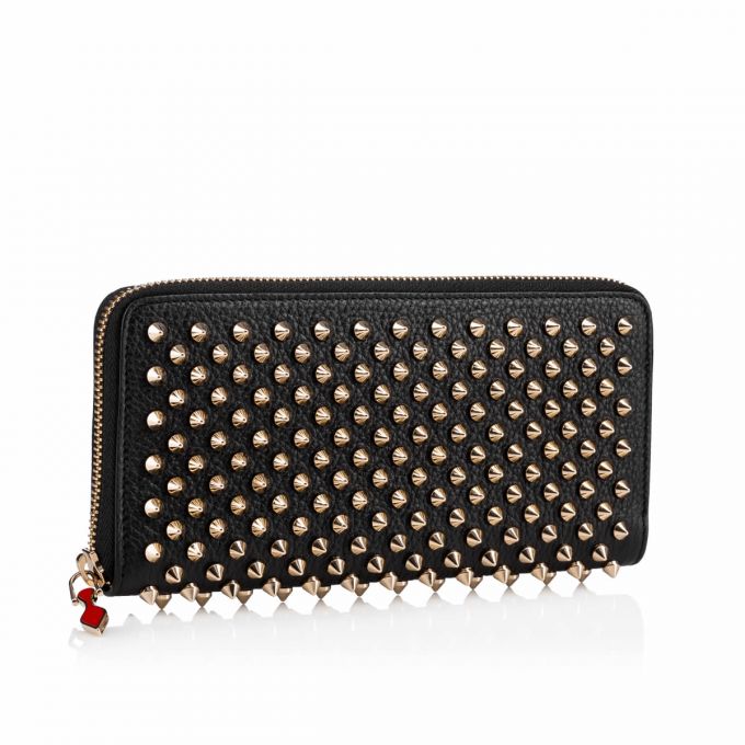 Christian Louboutin W Panettone Wal Klassische Leder Wallets Geldbörse Damen Schwarz Gold | AT-18584