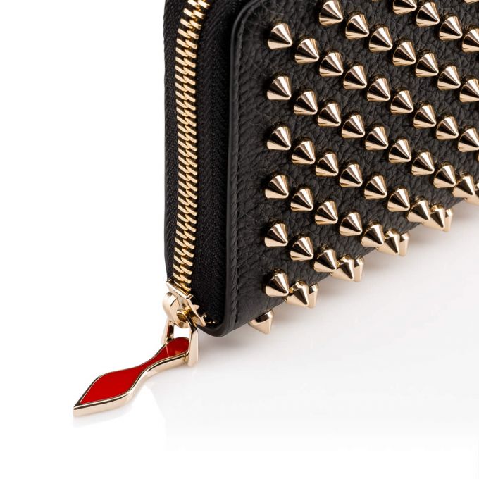 Christian Louboutin W Panettone Wal Klassische Leder Wallets Geldbörse Damen Schwarz Gold | AT-18584