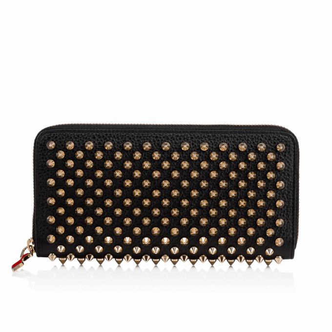 Christian Louboutin W Panettone Wal Klassische Leder Wallets Geldbörse Damen Schwarz Gold | AT-18584