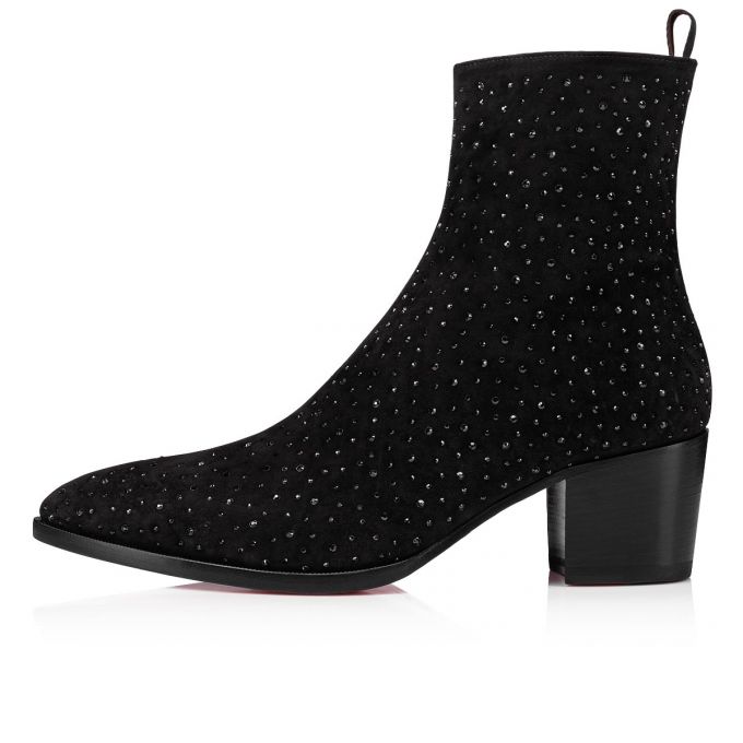 Christian Louboutin William Zip Creative Leder Booty Stiefel Herren Schwarz | AT-41985