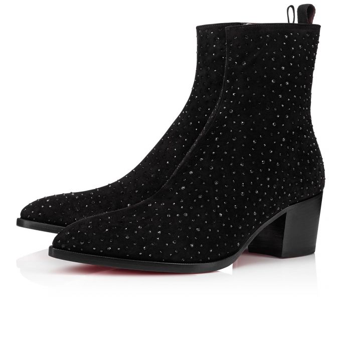 Christian Louboutin William Zip Creative Leder Booty Stiefel Herren Schwarz | AT-41985