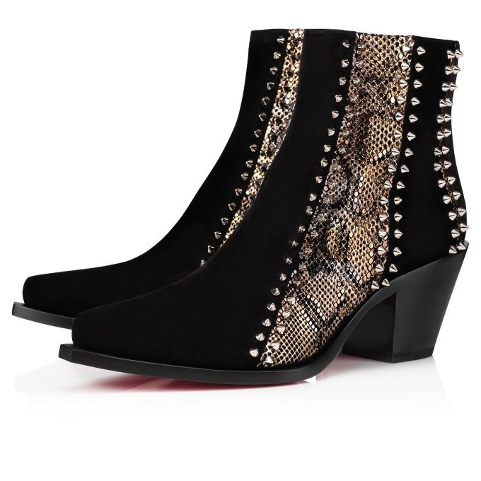 Christian Louboutin With My Guitar 65 Vers Wildleder Boots Stiefel Damen Schwarz | AT-35170