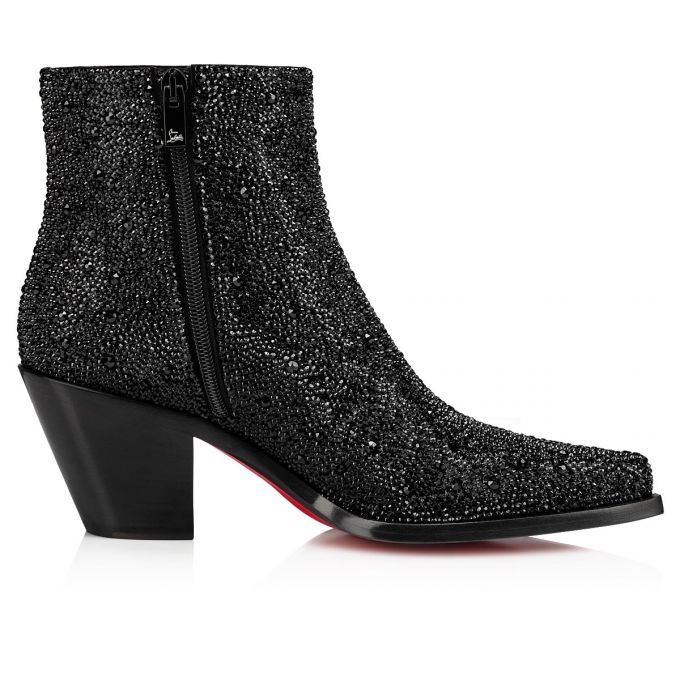 Christian Louboutin With My Strass 65 Wildleder Boots Stiefel Damen Schwarz | AT-04241