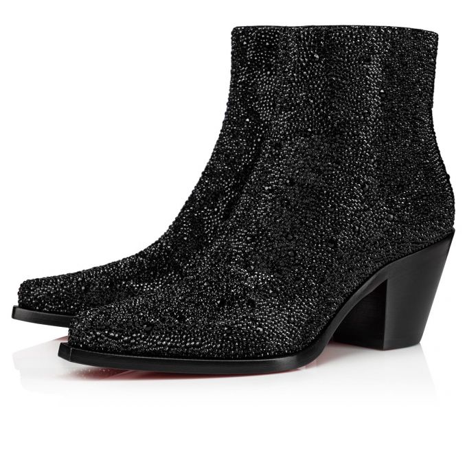 Christian Louboutin With My Strass 65 Wildleder Boots Stiefel Damen Schwarz | AT-04241