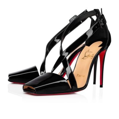 Christian Louboutin Ambretta Cross 100 Lack Pumps Pumps Damen Schwarz | AT-62773