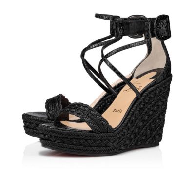 Christian Louboutin Bodrum 110 Baumwoll Espadrilles Espadrilles Damen Schwarz | AT-71923