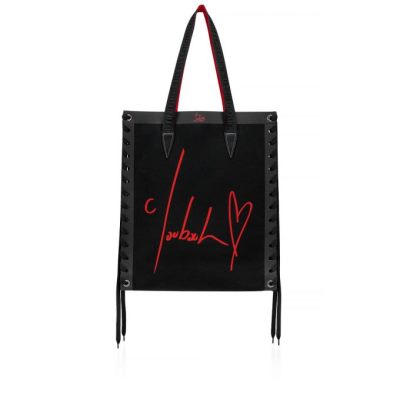 Christian Louboutin Cabalace Small Creative Fabric Tote Bags Tragetaschen Damen Schwarz Rot | AT-30121