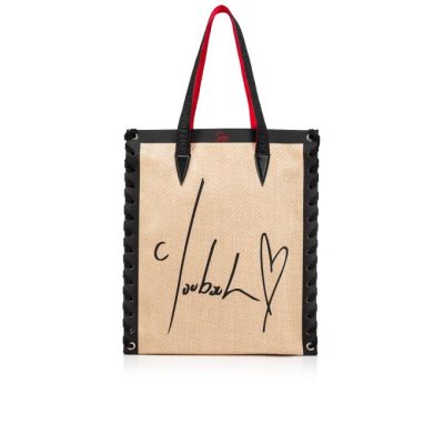 Christian Louboutin Cabalace Small Creative Fabric Tote Bags Tragetaschen Damen Weiß Schwarz | AT-47916