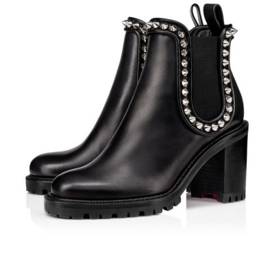 Christian Louboutin Capahutta 70 Calf Boots Stiefel Damen Schwarz Silber | AT-35969