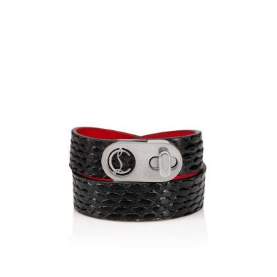 Christian Louboutin Elisa Bracelet Double 15 Calf Bracelets Bracelets Damen Schwarz Silber | AT-51615