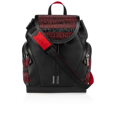 Christian Louboutin Explorafunk S Creative Leder Backpack Rucksäcke Herren Schwarz Rot | AT-89941