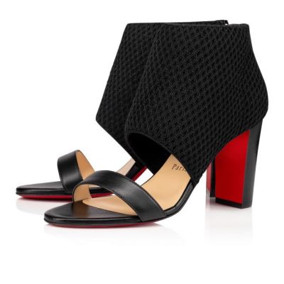 Christian Louboutin Georgette Boot 85 Lucido Mesh Sandals Sandalen Damen Schwarz | AT-73990