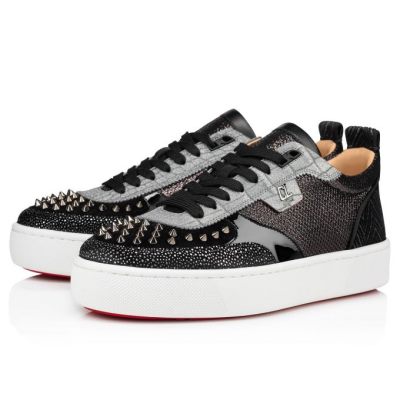 Christian Louboutin Happyrui Spikes Creative Leder Sneakers Sneakers Herren Schwarz Silber | AT-37159