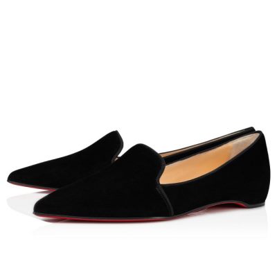 Christian Louboutin Kashasha Veau Velours Flats Flats Damen Schwarz | AT-19162