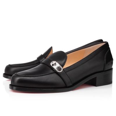 Christian Louboutin Lock Me Moc Calf Flats Flats Damen Schwarz | AT-05087