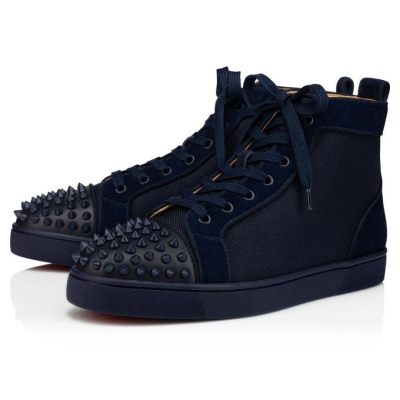 Christian Louboutin Lou Spikes Orlato Creative Fabric Sneakers Sneakers Herren Navy | AT-97988