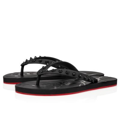 Christian Louboutin Loubi Flip Plastic Finish Flats Flats Damen Schwarz | AT-26302