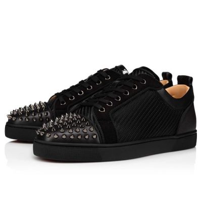 Christian Louboutin Louis Junior Spikes Orlato Baumwoll Sneakers Sneakers Herren Schwarz | AT-75198