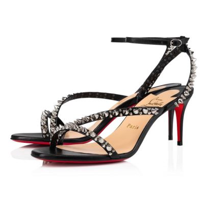 Christian Louboutin Mafaldina Spikes 70 Sandals Sandalen Damen Schwarz Silber | AT-85027