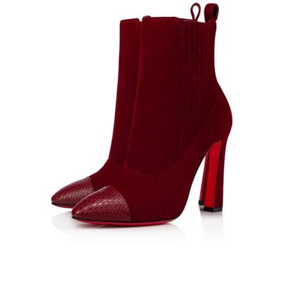 Christian Louboutin Me In The 90s 100 Tanin Veau Velours Boots Stiefel Damen Bordeaux | AT-87668