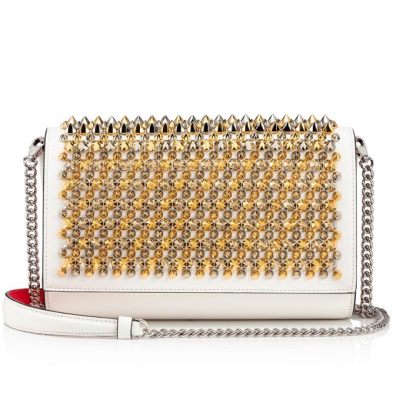 Christian Louboutin Paloma Clutch Klassische Leder Pouches Beuteltasche Damen Weiß Mehrfarbig | AT-57699