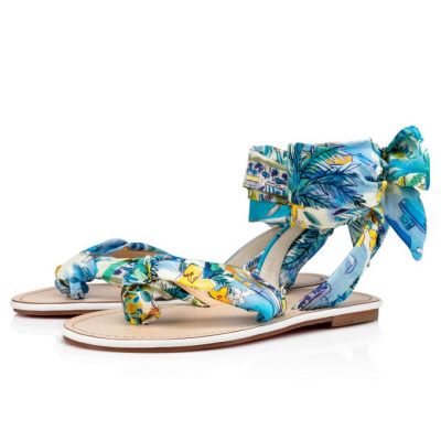 Christian Louboutin Spetsos Crepe Satin/Satin/Lurex Sandals Sandalen Damen Mehrfarbig Weiß | AT-16647