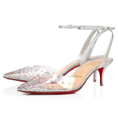 Christian Louboutin Spikaqueen 055 55 Version Pvc Sandals Sandalen Damen Silber | AT-78889